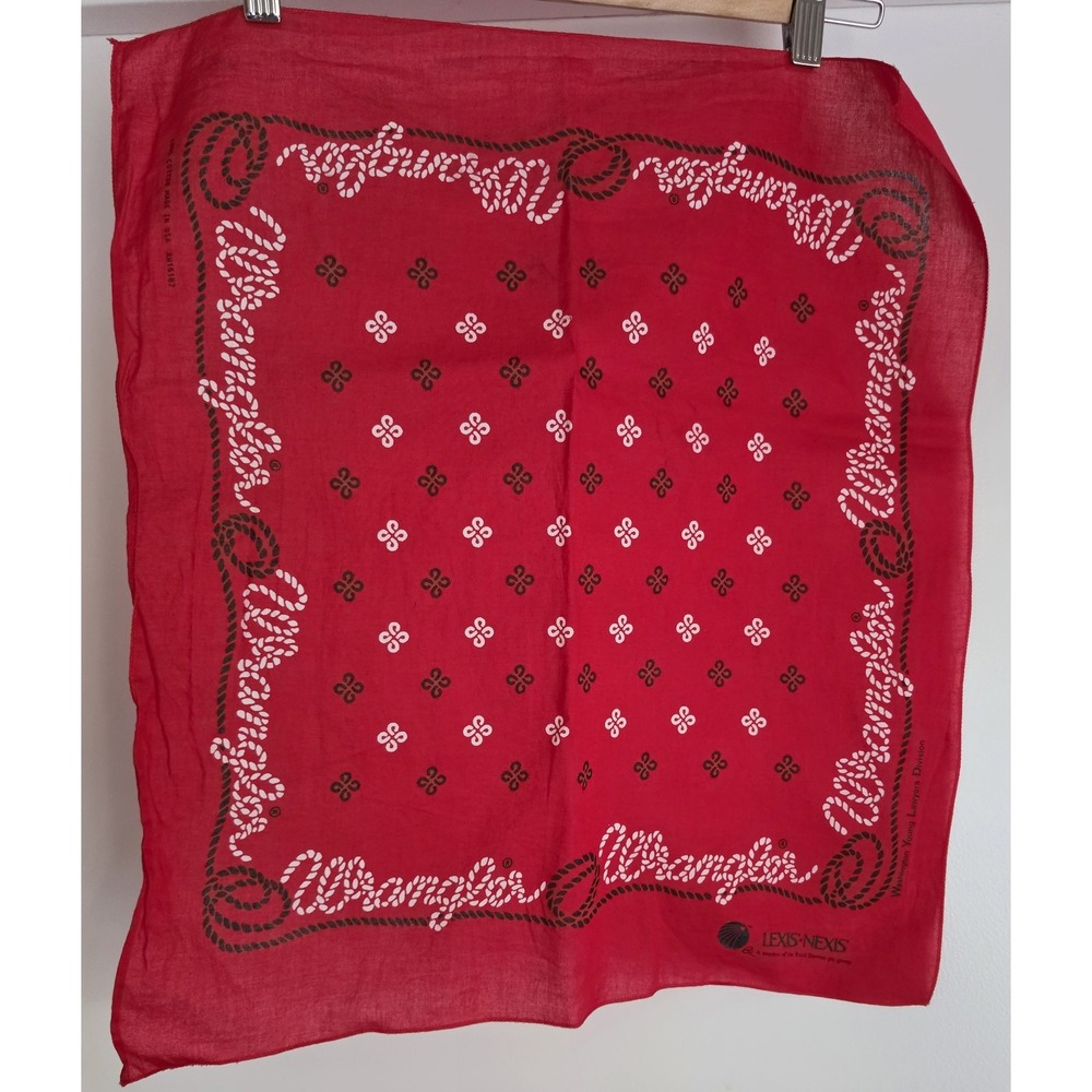 Wrangler Bandana Red Floral Western Unisex USA Scarf Wrap Head Neck Square